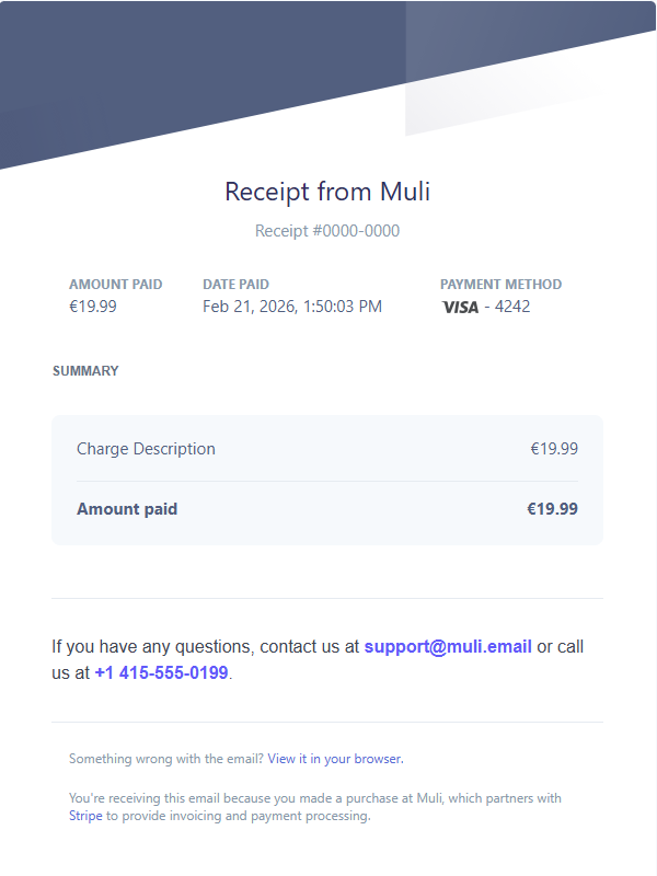 Default Stripe email - generic template